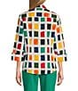 Color:Painterly - Image 2 - Petite Size Taylor Gold Label Non-Iron Painterly 3/4 Sleeve Point Collar Y-Neck Button Front Shirt