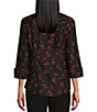 Color:Poppy Floral - Image 2 - Petite Size Taylor Gold Label Non-Iron Point Collar 3/4 Sleeve Poppy Floral Print Button Front Shirt
