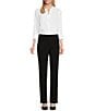 Color:Black - Image 3 - Petite Size the PARK AVE fit Pull-On Straight Leg Pants