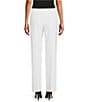 Investments Petite Size the PARK AVE fit Stretch Front Pocketed Tummy Control Straight Leg Pants, Color:White - Image 2