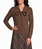 Investments Petite Size V-Neck Long Sleeve Bow Sweater - Image 1