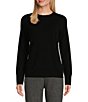 Color:Black - Image 1 - Petite Size Wool Cashmere Blend Classic Crew Neck Sweater