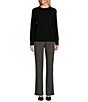 Color:Black - Image 3 - Petite Size Wool Cashmere Blend Classic Crew Neck Sweater