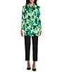 Investments Petite Size Woven Multi Layered Petals Long Sleeve Point Collar Button Front Top, Color:Multi Layered Petals - Image 3
