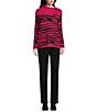 Color:Granita Zebra - Image 3 - Petite Size Zebra Print Long Sleeve Envelope Neck Sweater