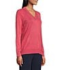 Investments Petite Size Solid Long Sleeve V-Neck Pullover Top - Image 3