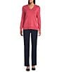 Investments Petite Size Solid Long Sleeve V-Neck Pullover Top - Image 5