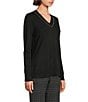 Investments Petite Size Solid Long Sleeve V-Neck Pullover Top - Image 3