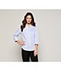 Color:Blue Wave - Image 5 - Petite Size Taylor Gold Label Non-Iron 3/4 Sleeve Button Front Shirt