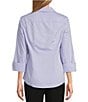 Color:Blue Wave - Image 2 - Petite Size Taylor Gold Label Non-Iron 3/4 Sleeve Button Front Shirt