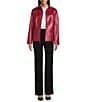Investments Platinum Suiting Genuine Lamb Leather Stand Collar Zip Front Long Sleeve Jacket - Image 3