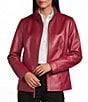 Investments Platinum Suiting Genuine Lamb Leather Stand Collar Zip Front Long Sleeve Jacket - Image 1
