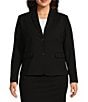 Investments Platinum Suiting Plus Size Long Sleeve Two Button Notch Lapel Blazer, Color:Black - Image 3