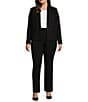 Investments Platinum Suiting Plus Size Long Sleeve Two Button Notch Lapel Blazer, Color:Black - Image 5