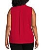 Investments Platinum Suiting Plus Size Woven Sleeveless V-Neck Button Front Top, Color:Stoplight Red - Image 2