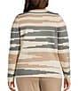 Investments Plus Broken Stripe Long Sleeve Crew Neck Pullover Top - Image 2