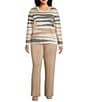 Investments Plus Broken Stripe Long Sleeve Crew Neck Pullover Top - Image 3