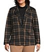 Investments Plus Large Windowpane Long Sleeve One Button Notch Lapel Blazer, Color:Large Windowpane - Image 2