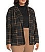 Investments Plus Large Windowpane Long Sleeve One Button Notch Lapel Blazer, Color:Large Windowpane - Image 4