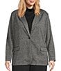 Investments Plus Melange Long Sleeve One Button Notch Lapel Blazer, Color:Melange - Image 3