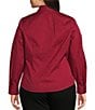 Investments Plus Rumba Red Woven Long Sleeve Point Collar Button Front Top, Color:Rumba Red - Image 2