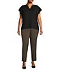 Color:Brown Tweed - Image 3 - Plus Size 5TH AVE Fit Straight Leg Stretch Tweed Pants