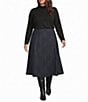 Investments Plus Size Black Watch Plaid Pull On Ponte Maxi Skirt - Image 3