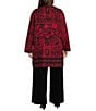 Investments Plus Size Black/Red Jacquard Long Sleeve Button Front Knit Cardigan - Image 4