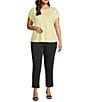 Investments Plus Size Cap Sleeve Boat Neck Rory Knit Tee - Image 3