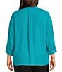 Investments Plus Size Caroline Signature V-Neck 3/4 Sleeve Button Front Blouse, Color:Capri Breeze Blue - Image 2