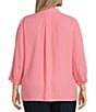 Investments Plus Size Caroline Signature V-Neck 3/4 Sleeve Button Front Blouse, Color:Strawberry Pink - Image 2