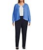 Investments Plus Size Charlotte Crew Neck Long Sleeve Button Front Cardigan, Color:Marina Blue - Image 4