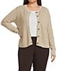 Investments Plus Size Charlotte Crew Neck Long Sleeve Button Front Cardigan - Image 3