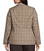 Investments Plus Size Coffee Plaid Long Sleeve Button Front Blazer - Image 2