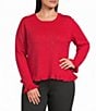 Investments Plus Size Crew Neck Ruffle Long Sleeve Embellished Sweater - Image 5