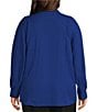 Investments Plus Size Dolman Long Sleeve Button Front Point Collar Blouse, Color:Bellwether Blue - Image 2