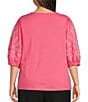 Investments Plus Size Elbow Sleeve Embroidery V-Neck Knit Top - Image 2