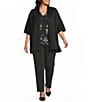 Investments Plus Size Elbow Sleeve Open Front Knit Cardigan - Image 3