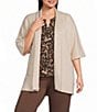 Investments Plus Size Elbow Sleeve Open Front Knit Cardigan - Image 5