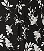 Color:Black White Sprigs - Image 4 - Plus Size Floral Print Woven Scoop Neck Flutter Cap Sleeve Button Front Top