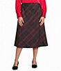 Investments Plus Size Holiday Plaid Pull On Ponte Maxi Skirt - Image 1