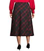 Investments Plus Size Holiday Plaid Pull On Ponte Maxi Skirt - Image 2