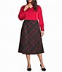 Investments Plus Size Holiday Plaid Pull On Ponte Maxi Skirt - Image 3