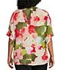 Color:Floral Wash - Image 2 - Plus Size Laikyn Signature Floral Wash Print V-Neck 3/4 Ruffled Sleeve Top