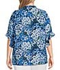 Color:Upbeat Bloom - Image 2 - Plus Size Laikyn Signature Upbeat Bloom Print V-Neck 3/4 Ruffled Sleeve Top