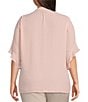 Color:Crystal Rose - Image 2 - Plus Size Laikyn Signature V-Neck 3/4 Ruffled Sleeve Top