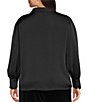 Investments Plus Size Long Cuffed Sleeve Point Collar Button Down Satin Top - Image 2