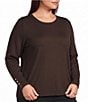 Investments Plus Size Long Sleeve Button Cuff Crew Neck Sweater - Image 1