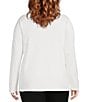 Color:White - Image 2 - Plus Size Long Sleeve Envelope Zip Neck Sweater