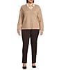 Investments Plus Size Long Sleeve Point Collar Twofer Sweater, Color:Coca Mocha Heather - Image 3